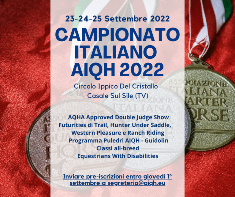 CAMPIONATO ITALIANO AIQH 23-24-25 SETTEMBRE 2022